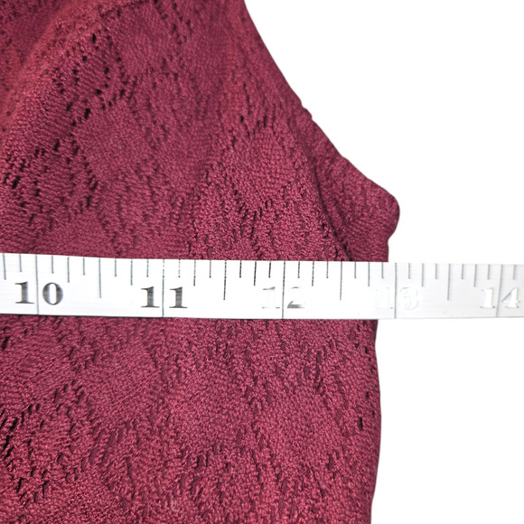 Free People Womens XS Lace Mini Dress Tibetian Red Floral Cut Out Knit Skater - Picture 11 of 15